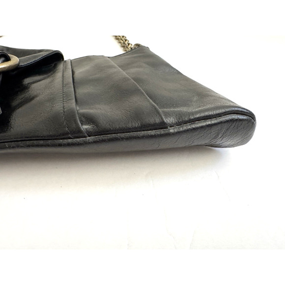 Hobo International Shoulder Bag Clutch Black Leather Detachable Chain Strap - Picture 15 of 15
